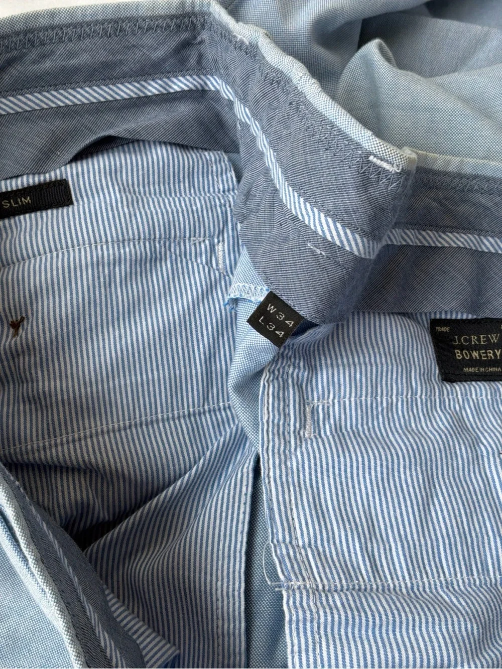 J Crew Bowery Dress Pants Mens Slim Blue Cotton Size 34 X 34